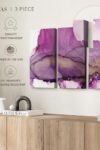 Aquarelle Violet Wall Art Horizontal Canvas 3 Piece Living Room Wall Decor Watercolor Abstract Canvas Print Purple And White Decor For Wall By Chris Paschke 23 X 14 0 4
