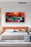Bk03950 Wall Art Decor Canvas Print Picture Red Forest Waterfalls 1 Piece Modern Landscape Tree For Living Room Bedroom Kitchen Office Home Decorations Stretched And Framed Ready To Hang 0 2
