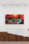 Bk03950 Wall Art Decor Canvas Print Picture Red Forest Waterfalls 1 Piece Modern Landscape Tree For Living Room Bedroom Kitchen Office Home Decorations Stretched And Framed Ready To Hang 0 5