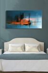 Bk3550 Canvas Prints Colorful Abstract Painting Wall Art Modern Art On Blue Background Stretched And Framed Ready To Hang For Living Room Bedroom And Office Home Kitchen Artwork 20x40inch 0 1