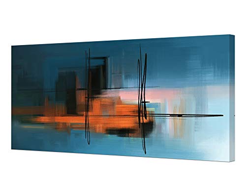 Bk3550 Canvas Prints Colorful Abstract Painting Wall Art Modern Art On Blue Background Stretched And Framed Ready To Hang For Living Room Bedroom And Office Home Kitchen Artwork 20x40inch 0