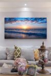 Canvas Wall Art For Office Large Wall Decor For Living Room Bedroom Wall Decorations Blue Ocean Wall Painting Sea Beach Seascape Pictures Print Artwork Ready To Hang Home Decor 24 X 48inch 0 1