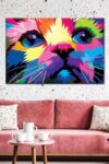 Cat Multicolored Abstract Canvas Print 1 Piece 36 X 24 0 0