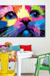 Cat Multicolored Abstract Canvas Print 1 Piece 36 X 24 0 1