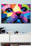 Cat Multicolored Abstract Canvas Print 1 Piece 36 X 24 0 2