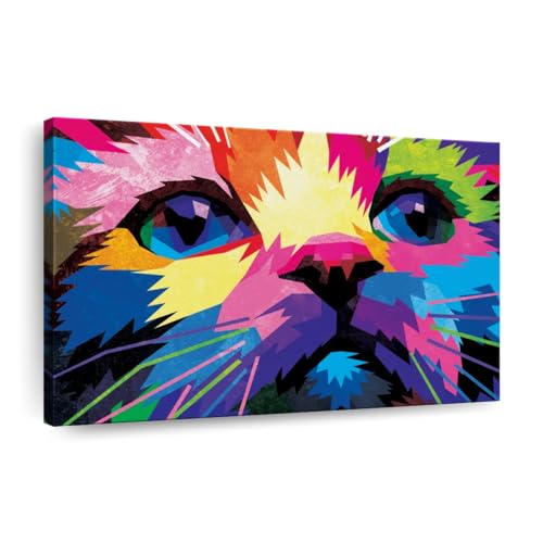 Cat Multicolored Abstract Canvas Print 1 Piece 36 X 24 0