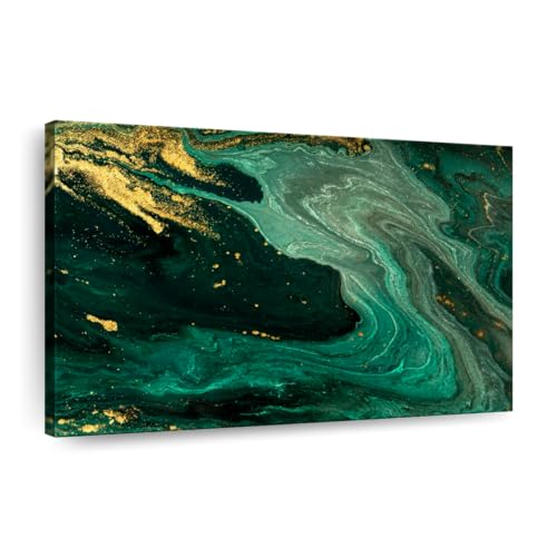 Green And Gold Abstract Canvas 1 Panel Abstract Canvas Wall Art Ready To Hang Fluid Art And Abstract Art Wall Decor Printed Modern Wall Art Painting 30 X 20 0