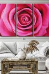 Hot Pink Rose Wall Art Horizontal Canvas 3 Piece Living Room Wall Decor Flower Photography Canvas Print Pink And Black Decor For Wall 65 X 42 0 0