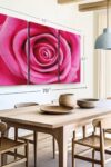 Hot Pink Rose Wall Art Horizontal Canvas 3 Piece Living Room Wall Decor Flower Photography Canvas Print Pink And Black Decor For Wall 65 X 42 0 1