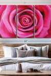 Hot Pink Rose Wall Art Horizontal Canvas 3 Piece Living Room Wall Decor Flower Photography Canvas Print Pink And Black Decor For Wall 65 X 42 0 2