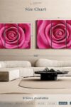 Hot Pink Rose Wall Art Horizontal Canvas 3 Piece Living Room Wall Decor Flower Photography Canvas Print Pink And Black Decor For Wall 65 X 42 0 3