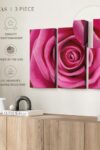 Hot Pink Rose Wall Art Horizontal Canvas 3 Piece Living Room Wall Decor Flower Photography Canvas Print Pink And Black Decor For Wall 65 X 42 0 4