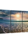 Large Sunset Wall Art Multi Piece Canvas 3 Panels Ocean And Beach Pictures Wall Art Decor Summer Sunset Sky Beach Canvas Wall Art Beach Artwork 23 X 14 0