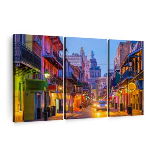 New Orleans Wall Art Horizontal Canvas 3 Piece Living Room Wall Decor Car Photography Canvas Print Orange And Blue Decor For Wall 33 X 20 0