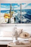 Ocean Fishing Reels Wall Art Horizontal Wrapped Canvas 3 Piece Living Room Wall Decor Photography Photographic Canvas Print Beige And Gray Decor For Wall 50 X 32 0 0