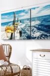 Ocean Fishing Reels Wall Art Horizontal Wrapped Canvas 3 Piece Living Room Wall Decor Photography Photographic Canvas Print Beige And Gray Decor For Wall 50 X 32 0 1