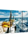 Ocean Fishing Reels Wall Art Horizontal Wrapped Canvas 3 Piece Living Room Wall Decor Photography Photographic Canvas Print Beige And Gray Decor For Wall 50 X 32 0