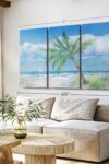 Palm Tree Paradise Wall Art Horizontal Wrapped Canvas 3 Piece Living Room Wall Decor Painting Beach Canvas Print Blue And Green Decor For Wall By Julie Derice 57 X 36 0 0