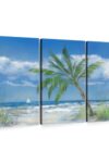 Palm Tree Paradise Wall Art Horizontal Wrapped Canvas 3 Piece Living Room Wall Decor Painting Beach Canvas Print Blue And Green Decor For Wall By Julie Derice 57 X 36 0