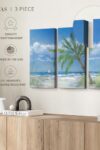 Palm Tree Paradise Wall Art Horizontal Wrapped Canvas 3 Piece Living Room Wall Decor Painting Beach Canvas Print Blue And Green Decor For Wall By Julie Derice 57 X 36 0 4