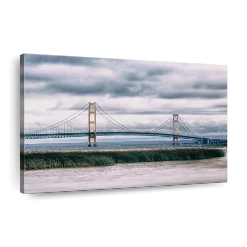 Panoramic Mackinac Bridge Canvas Print 1 Piece 45 X 30 0