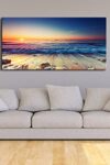 Pyradecor One Panel Sea Waves Large Canvas Prints Modern Seascape Artwork Landscape Pictures Paintings On Stretched Canvas Wall Art For Living Room Home Decorations L 0 1