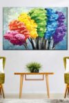 Rainbow Trees Abstract Color Canvas Print 1 Piece 45 X 30 0 0