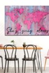 Shes Going Place World Map Canvas Print 1 Piece 36 X 24 0 1