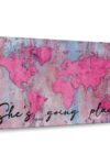 Shes Going Place World Map Canvas Print 1 Piece 36 X 24 0
