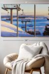 Ski Lifts At Sunset Wall Art Horizontal Wrapped Canvas 3 Piece Living Room Wall Decor Photography Sports Canvas Print Orange And Black Decor For Wall 38 X 24 0 0
