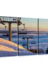 Ski Lifts At Sunset Wall Art Horizontal Wrapped Canvas 3 Piece Living Room Wall Decor Photography Sports Canvas Print Orange And Black Decor For Wall 38 X 24 0