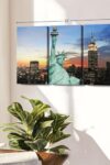 Statue Of Liberty And Skyline Wall Art Horizontal Canvas 3 Piece Living Room Wall Decor Photographic Canvas Print Black And Blue Decor For Wall 23 X 14 0 1