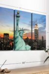 Statue Of Liberty And Skyline Wall Art Horizontal Canvas 3 Piece Living Room Wall Decor Photographic Canvas Print Black And Blue Decor For Wall 23 X 14 0 2