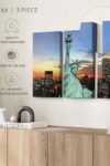 Statue Of Liberty And Skyline Wall Art Horizontal Canvas 3 Piece Living Room Wall Decor Photographic Canvas Print Black And Blue Decor For Wall 23 X 14 0 4