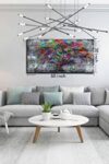Tree Large Canvas Wall Art For Living Room Graffiti Forest Wall Art Abstract Modern Home Office Wall Decor Ready To Hang Size 60 X 30 0 5