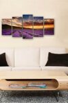 Wieco Art Lavender Field Abstract Canvas Prints Wall Art Purple Flowers Picture 5 Panels Modern Landscape Giclee For Living Room Bedroom Home Office Decorations 0 0