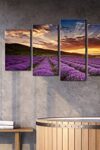 Wieco Art Lavender Field Abstract Canvas Prints Wall Art Purple Flowers Picture 5 Panels Modern Landscape Giclee For Living Room Bedroom Home Office Decorations 0 2