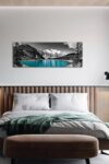 Iknow Foto Black And Blue Moraine Lake Canvas Print 55x20 Winter Rocky Mountain Wall Art Single Panel Banff National Park Landscape Bedroom Bathroom Living Room Decor 0 3